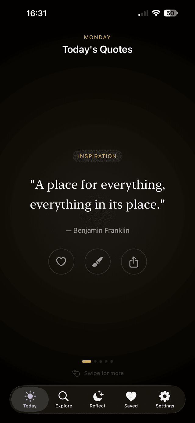 Today's quotes screen